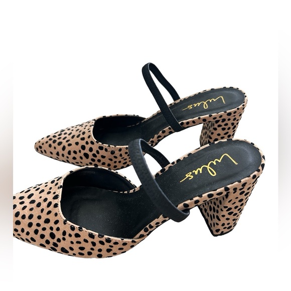 Lulus Cheetah Suede Pointed-Toe Mules | Size 9 | Slingback, Block Heel - Picture 6 of 7
